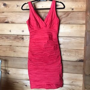 Nicole Miller Artelier Red Ruched Sheath Dress